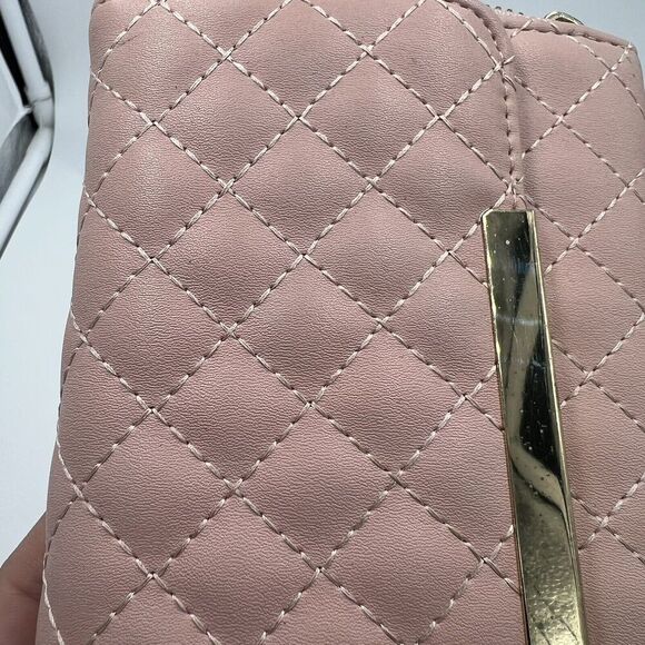 Faux Leather Zip Clutch Wallet Blush Pink Multiple Pockets And Card Slots Read - Picture 3 of 7